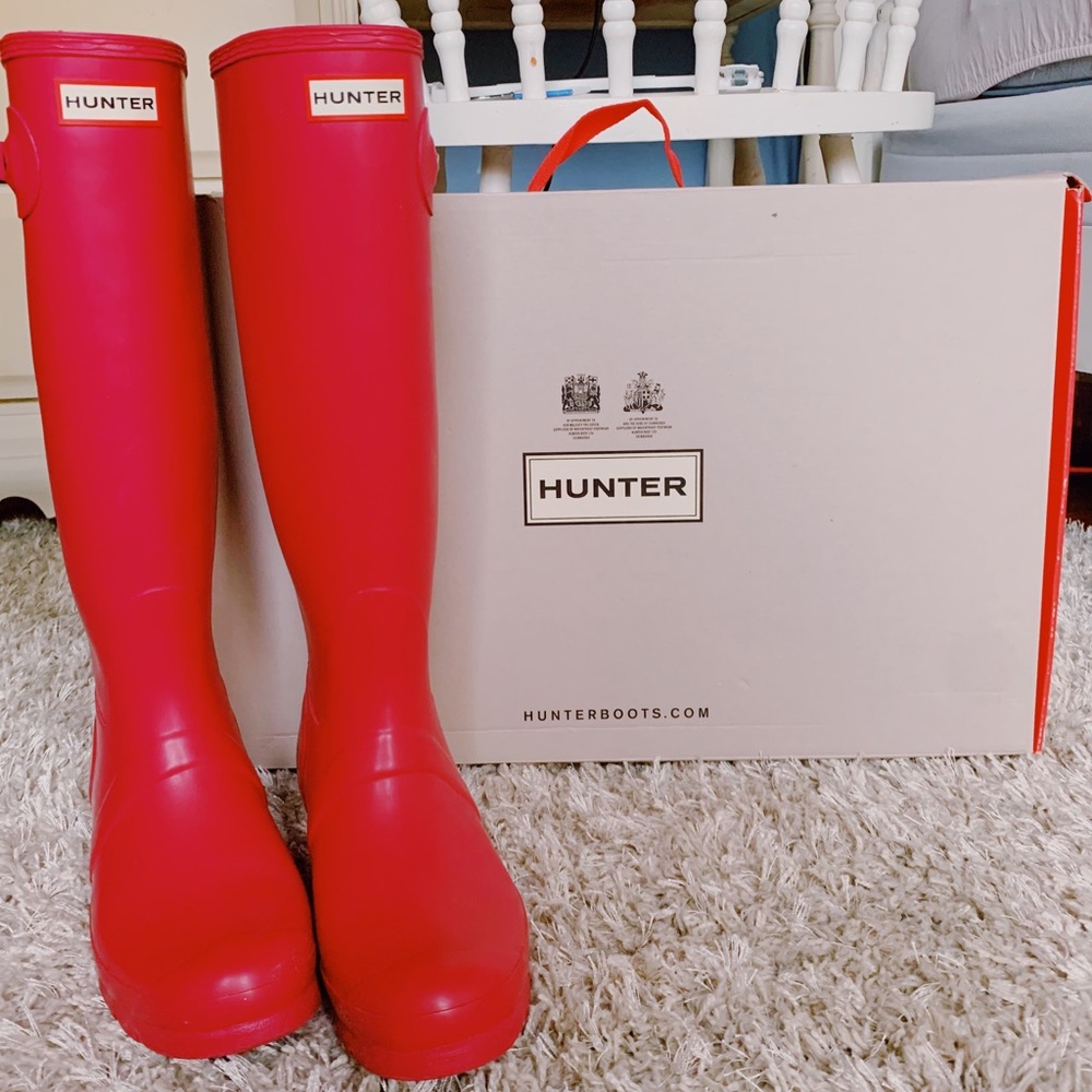 Bright Red Hunter rain Boots
